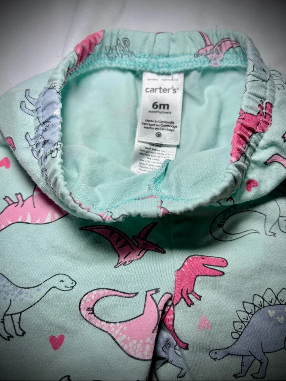 Carter's Mint Leggings with Pink & Purple Dinosaur Print